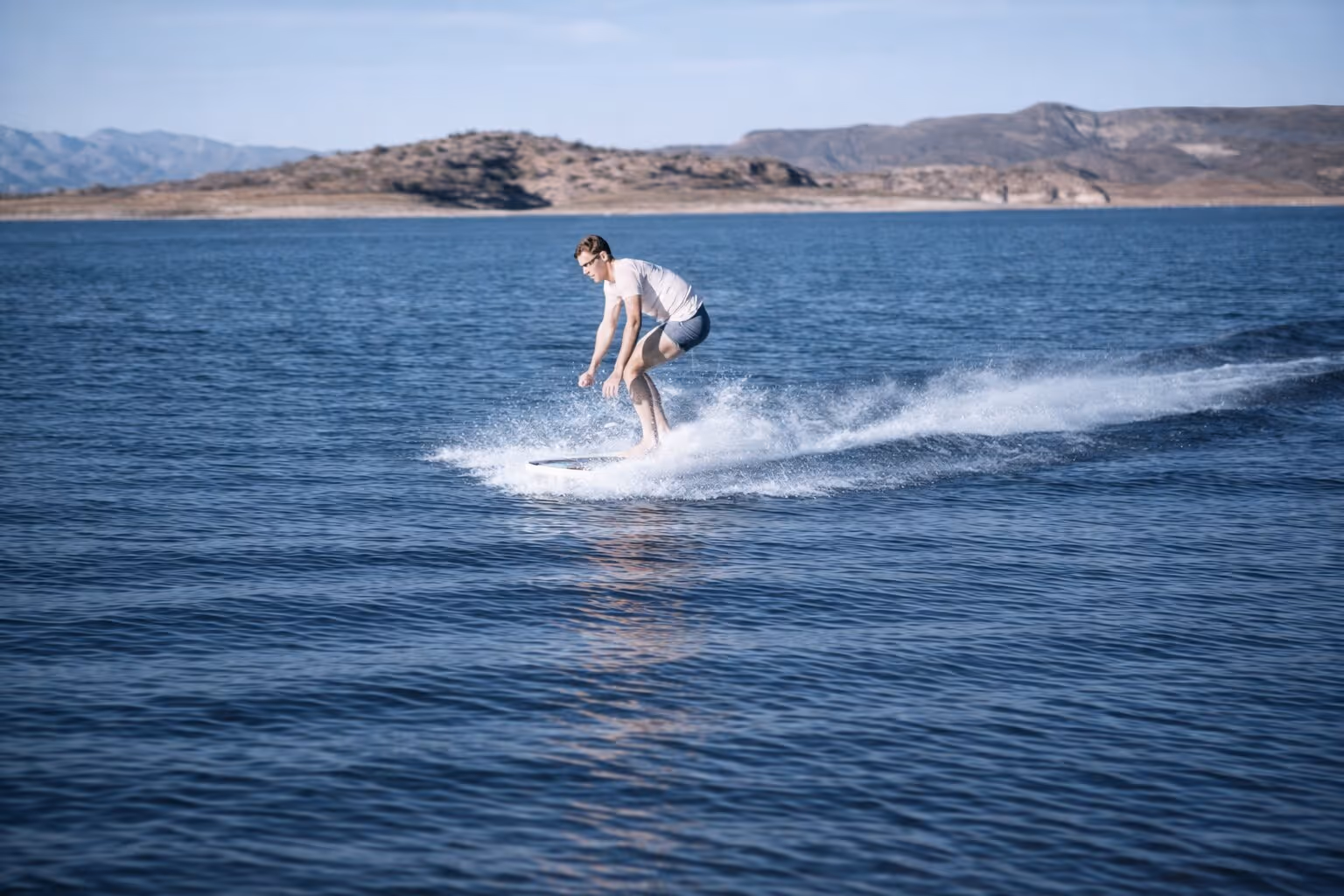 Carter testing early Surfjet prototype on lake