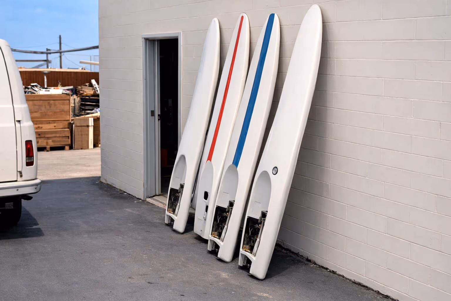 4 of 6 pre-production prototype Surfjet motorized surfboard hulls